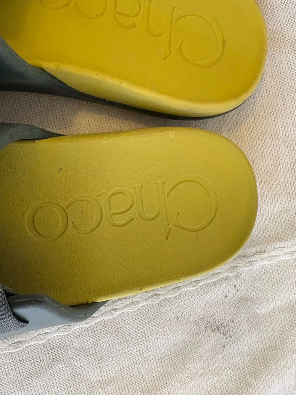 Chaco‎ Kids Olive Green Footbed with Dark Gray Straps Slide Sandals